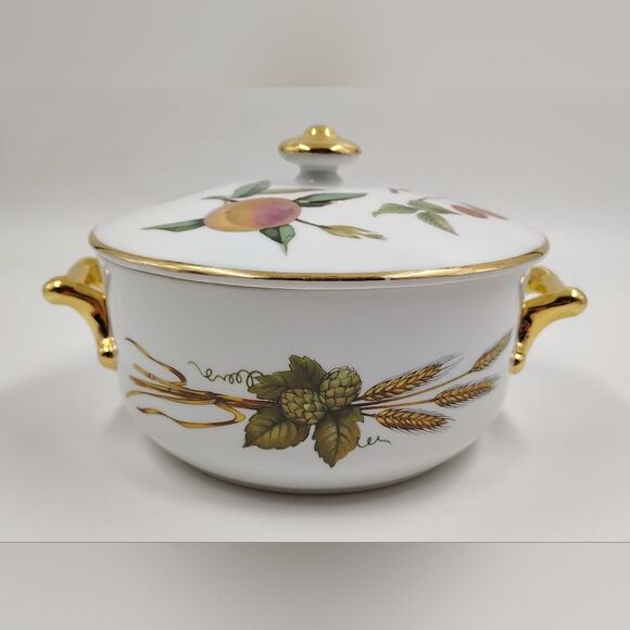 Evesham Other - Royal Worcester Evesham Vintage White & Gold Porcelain Covered Serving Dish